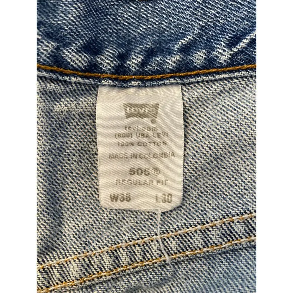 Vintage Levis Jeans 505 Mens 38x30 Blue 90s Denim 505 Distress Fade Classic